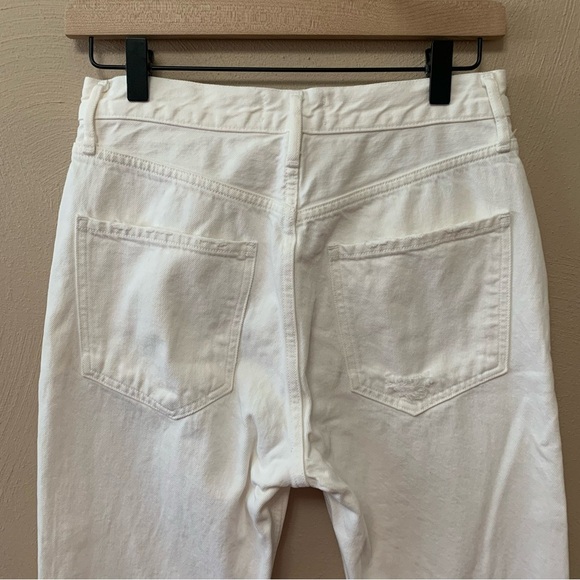 Agolde Riley High Rise Straight Crop Distressed Jeans in Slant White Size 26 - Picture 8 of 12